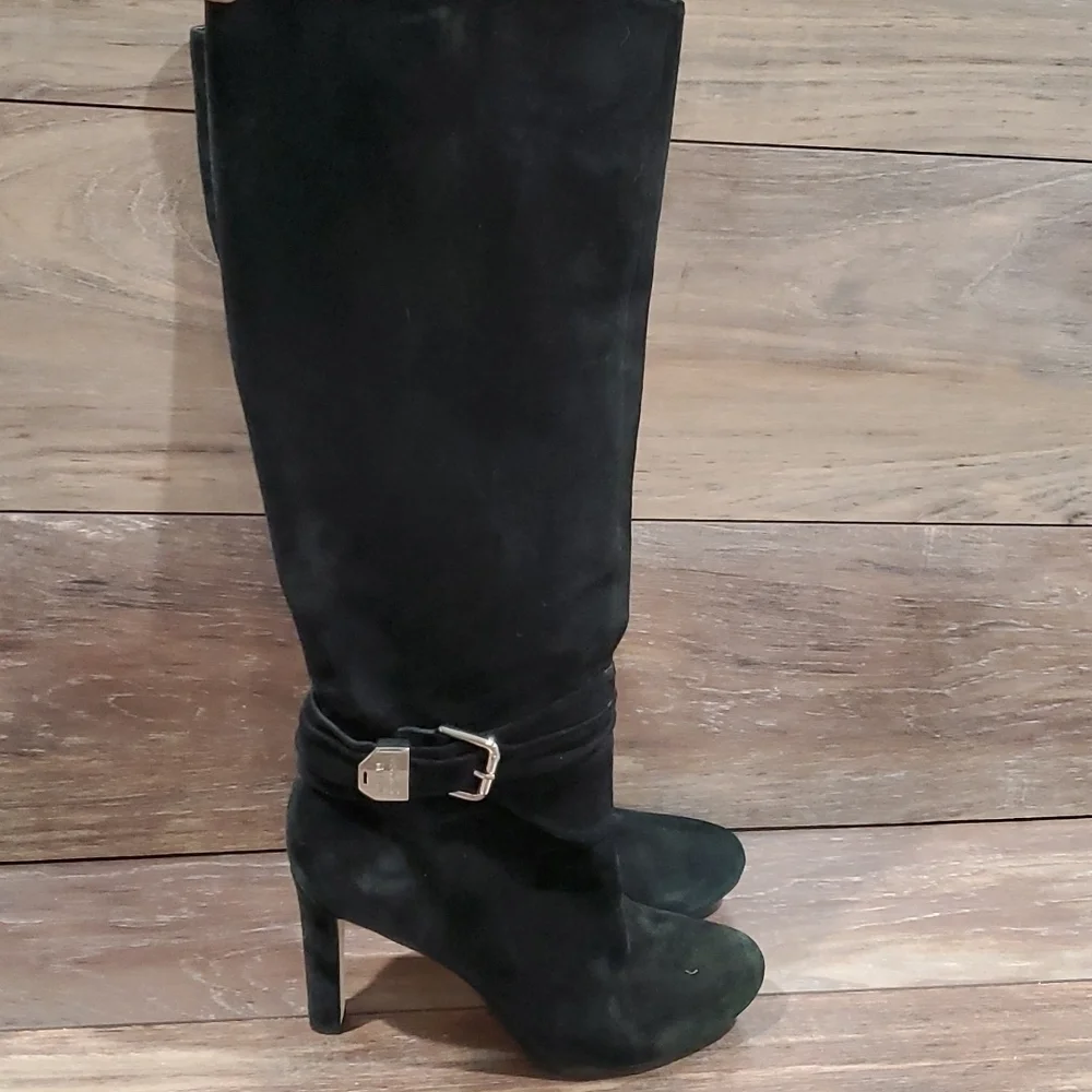 Antonio Melani leather tall heels boots shoes sz 7.5M pull on